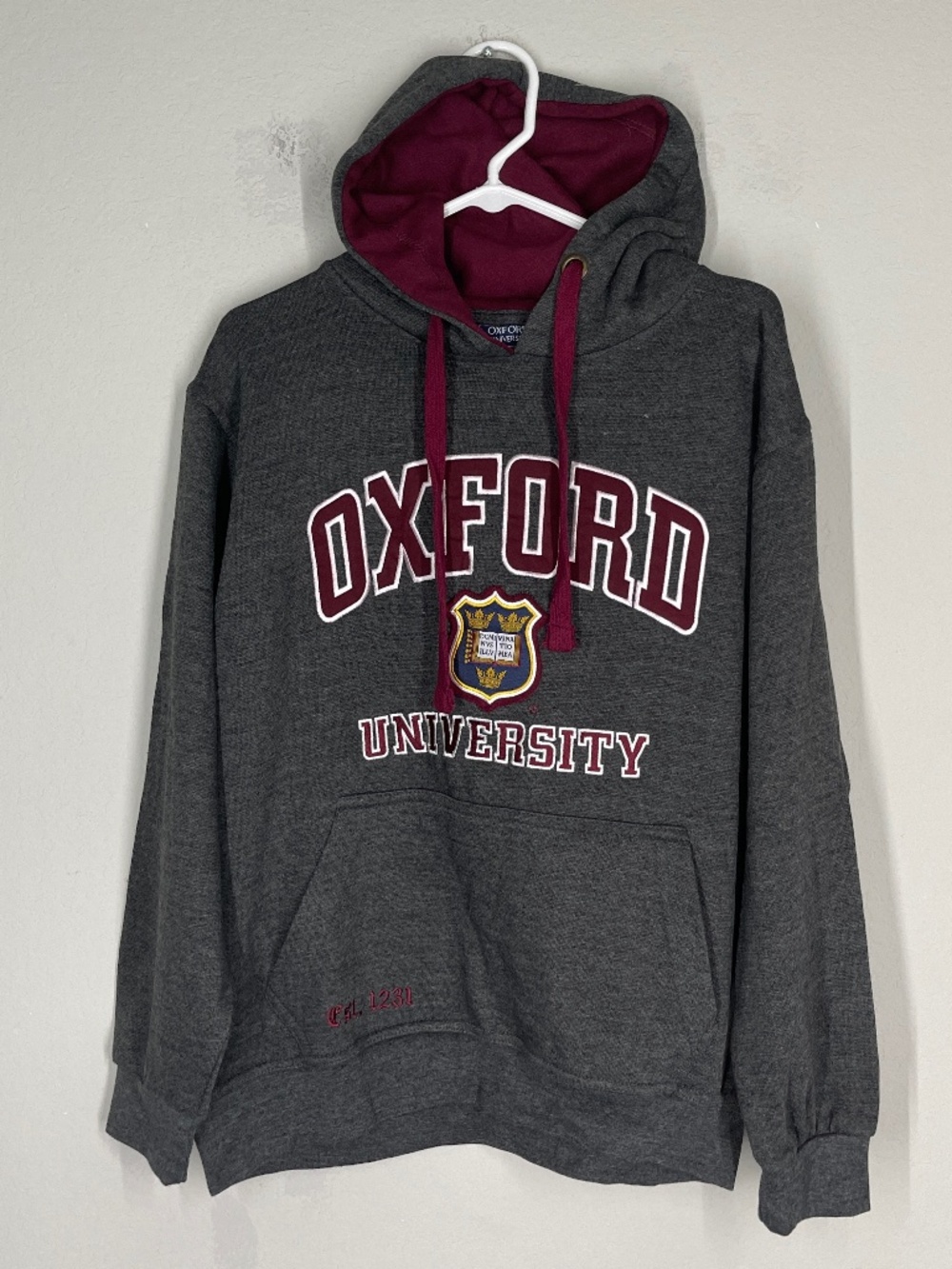 Oxford University Hoodie Sweatshirt Women's L Gray Pockets College Official